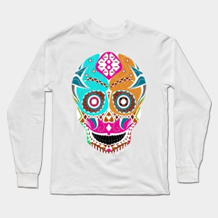 kawaii mexican skull in ecopop catrina of the death smile art Long Sleeve T-Shirt